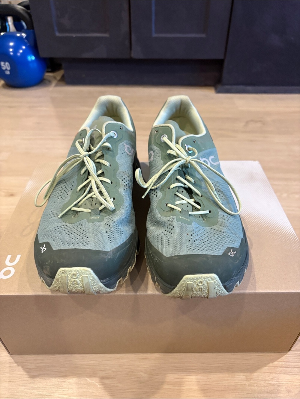 On Running mens
Trail Running Shoes in Sage Green and Olive